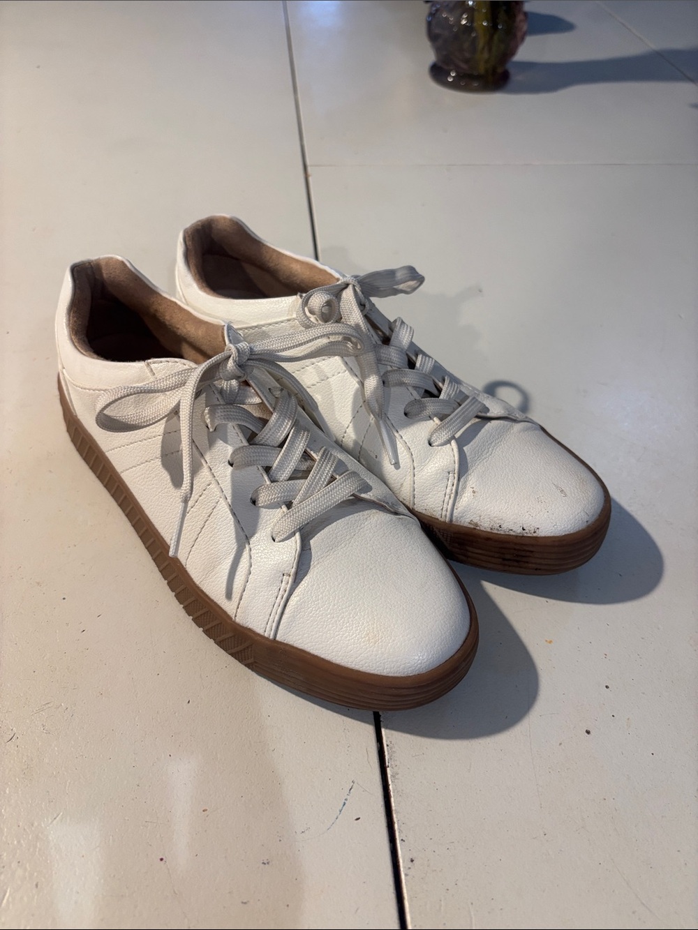 SOUL Naturalizer White Sneakers with Brown Sole